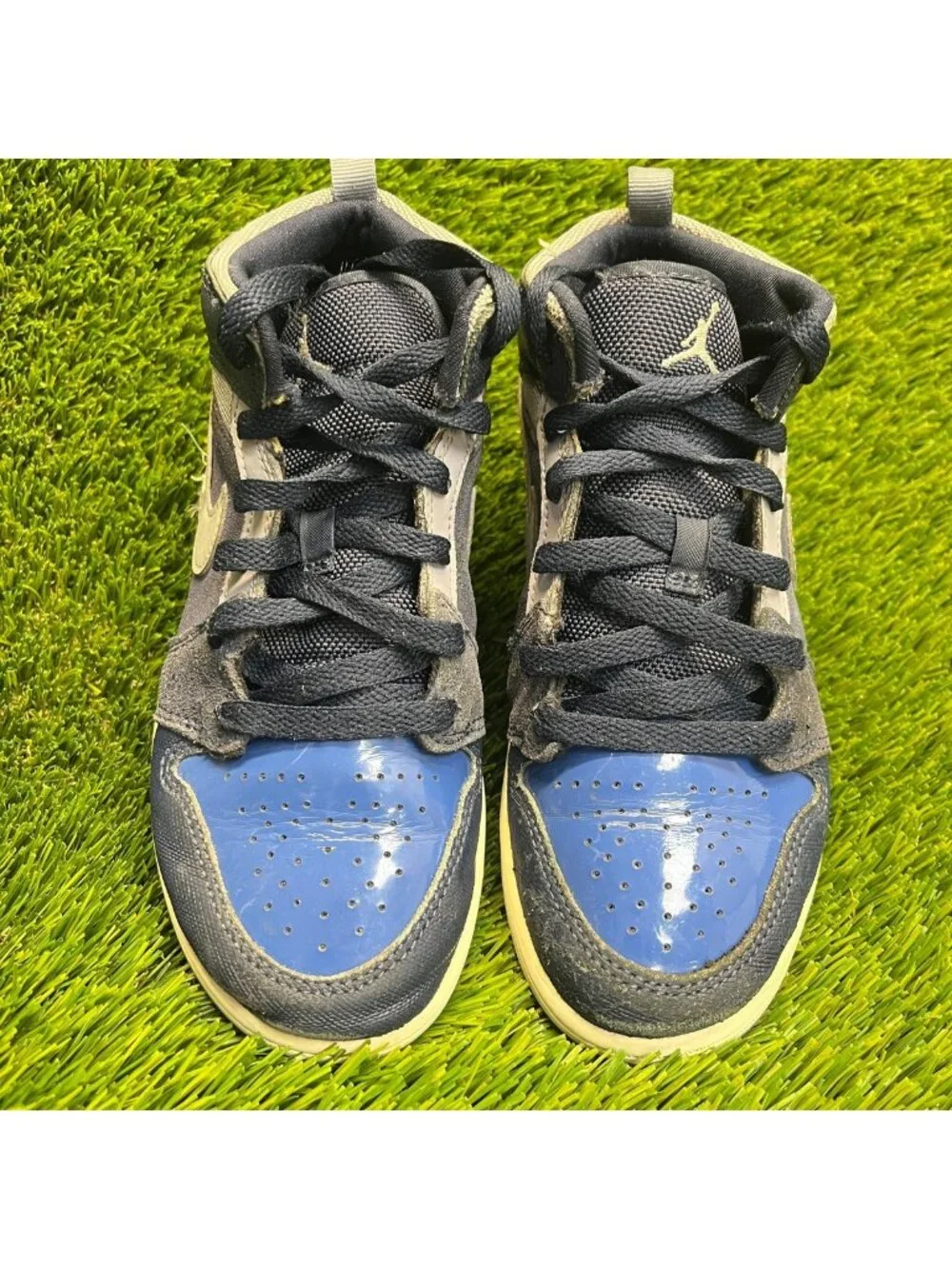 Nike Air Jordan 1 Mid SE Craft PS Boys Size 2Y Blue Basketball Shoes Sneakers